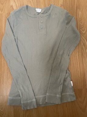 Jamie Kay Ribbed Henley Top in Light Sage
